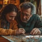 sinister gaze crossword clue
